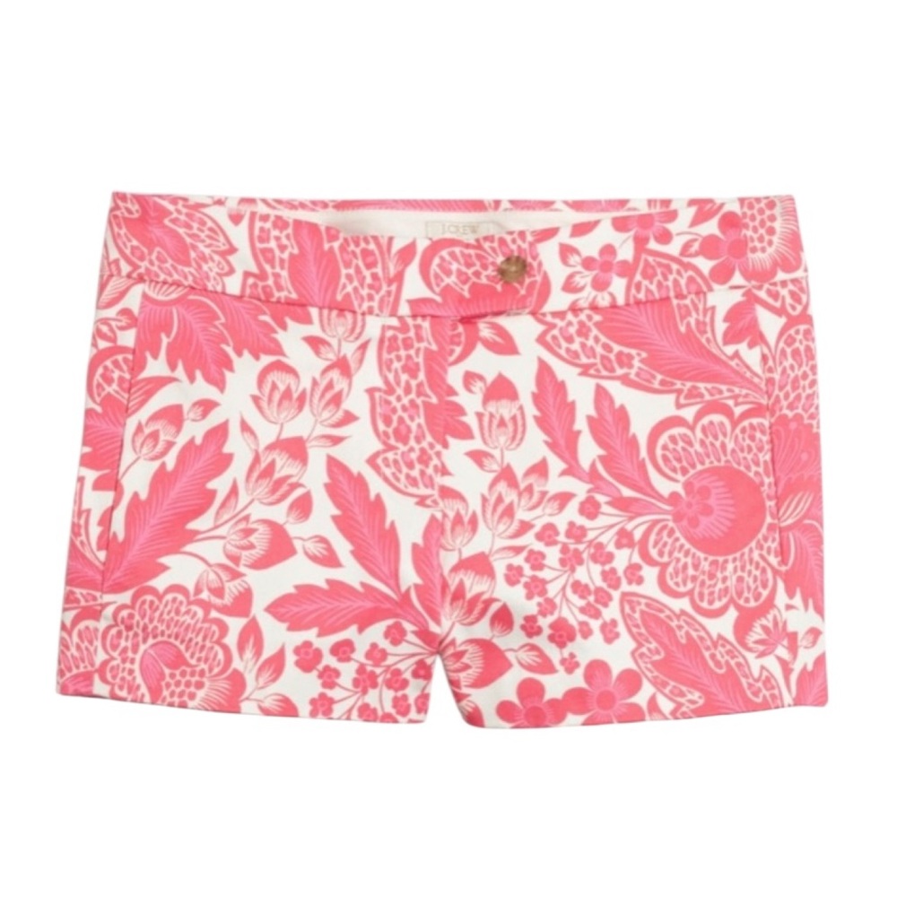 NWT J. Crew Pink and White Floral 4” Chino Shorts